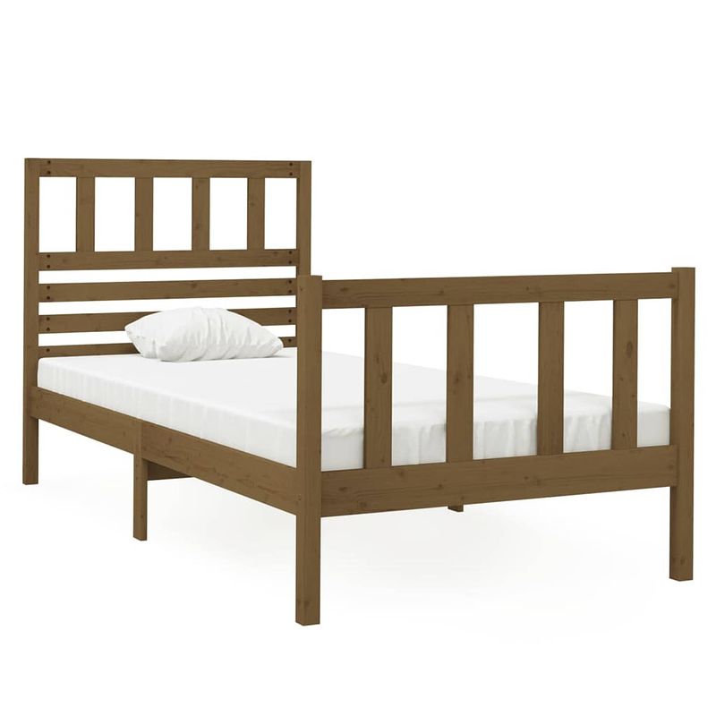 Foto van The living store bedframe grenenhout - honingbruin - 195.5 x 81 x 100 cm - 75 x 190 cm