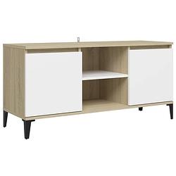 Foto van Vidaxl tv-meubel met metalen poten 103,5x35x50 cm wit en sonoma eiken