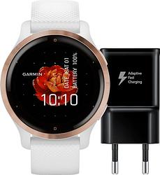 Foto van Garmin venu 2s roségoud/wit + samsung adaptive fast charging oplader met usb a poort 15w