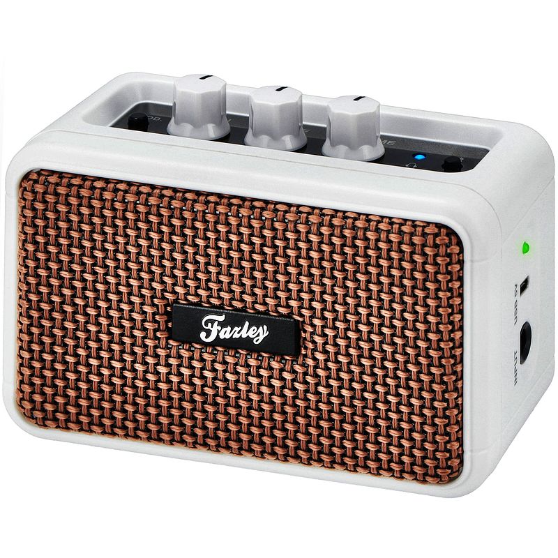 Foto van Fazley kubo bt pocket white 5w oplaadbare gitaarversterker / bluetooth speaker