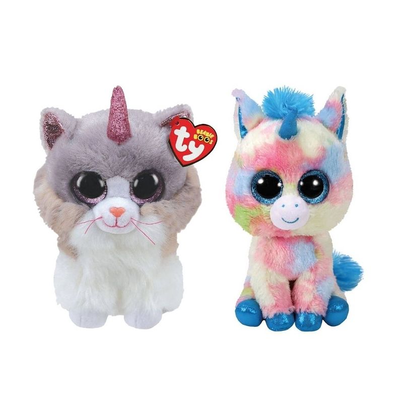 Foto van Ty - knuffel - beanie buddy - asher cat & blitz unicorn