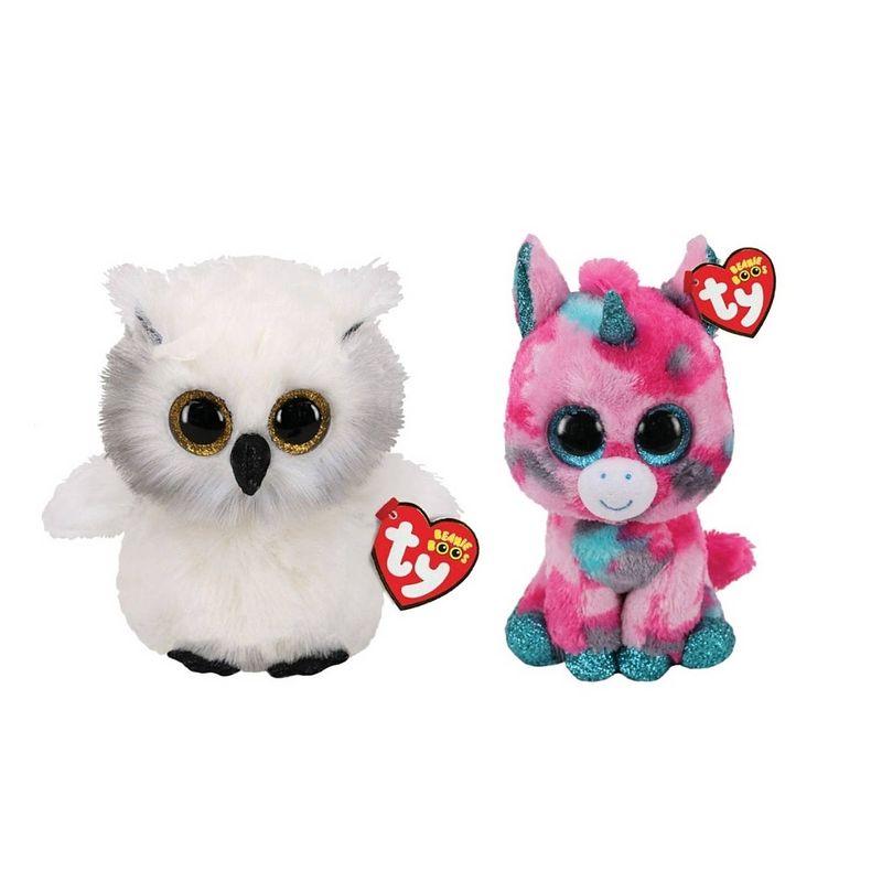 Foto van Ty - knuffel - beanie boo's - gumball unicorn & austin owl