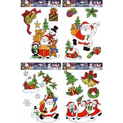 Foto van 2x stuks kerst raamstickers/raamdecoratie kerstman plaatjes set - feeststickers