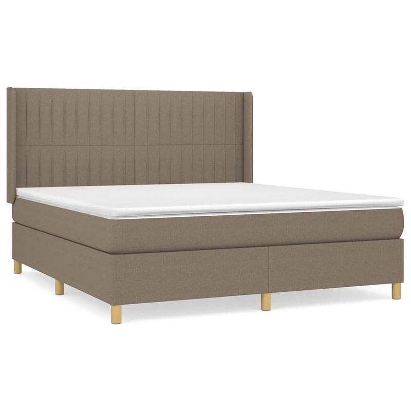 Foto van The living store boxspringbed - taupe - 203x183x118/128 cm - pocketvering - middelharde ondersteuning - huidvriendelijk