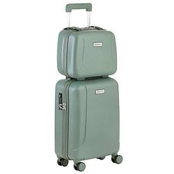 Foto van Carryon skyhopper handbagage en beautycase - 55cm tsa trolley - make-up koffer - olijf