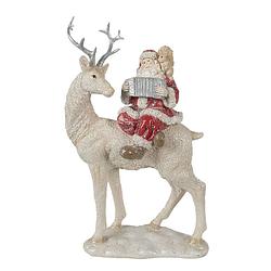 Foto van Clayre & eef beeld kerstman 31 cm rood wit polyresin kerstfiguren rood kerstfiguren