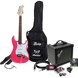 Foto van Fazley startist basic st118 candy pink roze elektrische gitaar starterset met versterker