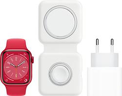 Foto van Apple watch series 8 4g 41mm red aluminium red sportband + magsafe oplaadpakket