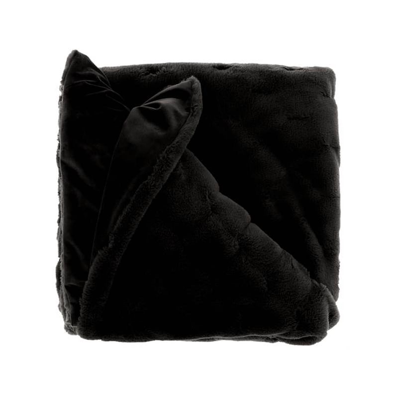 Foto van Unique living quincy fleece plaid - fleece polyester - 150x200 cm - black