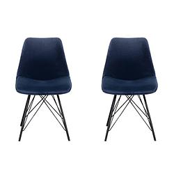 Foto van Giga meubel eetkamerstoel velvet donkerblauw - set van 2 - zithoogte 48cm