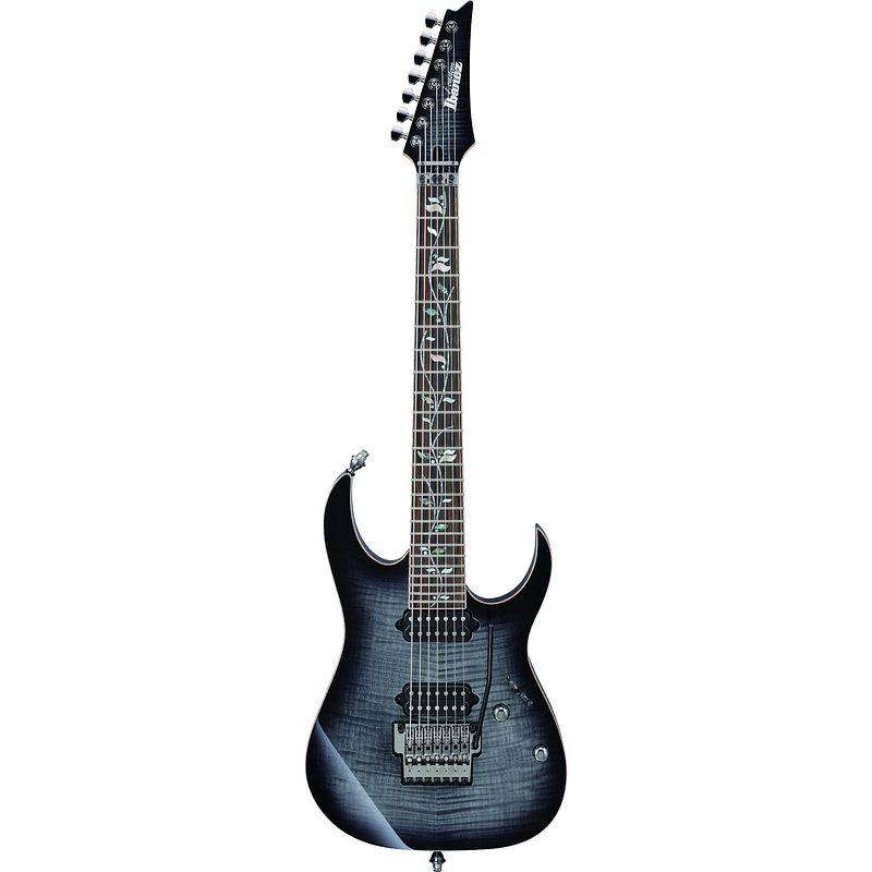 Foto van Ibanez j.custom rg8527-bre black rutile 7-snarige elektrische gitaar met koffer en certificaat