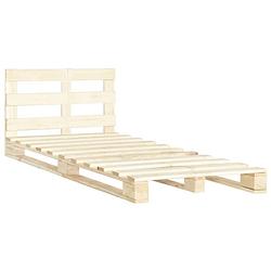 Foto van The living store pallet bedframe - massief grenenhout - 120 x 200 cm - naturel