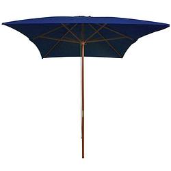 Foto van The living store tuinparasol - hout - 200 x 300 x 250 cm - blauw - uv-beschermend - polyester - 38 mm paaldiameter