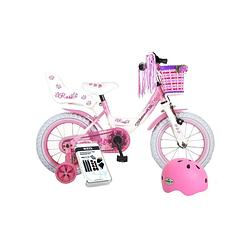 Foto van Volare kinderfiets rose - 14 inch - roze/wit - met fietshelm en accessoires