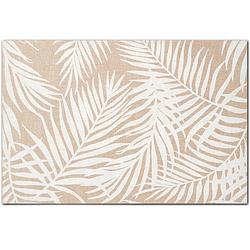 Foto van 1x placemats palm bladeren print - linnen - 45 x 30 cm - beige/wit - placemats