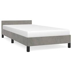 Foto van The living store bedframe - bedframes - 203x103x50 cm - lichtgrijs fluweel