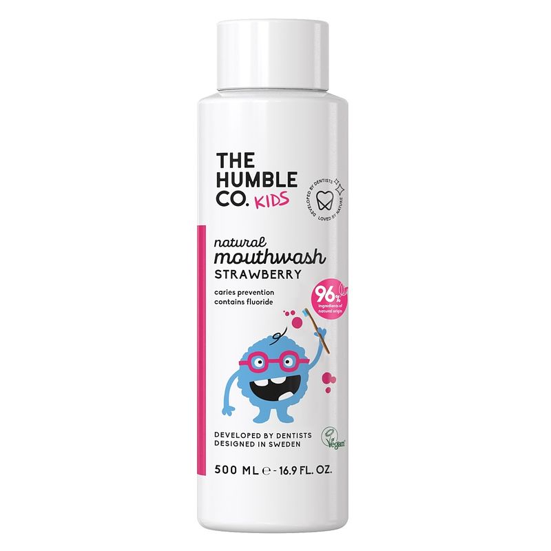 Foto van Humble brush natural mouthwash strawberry kids