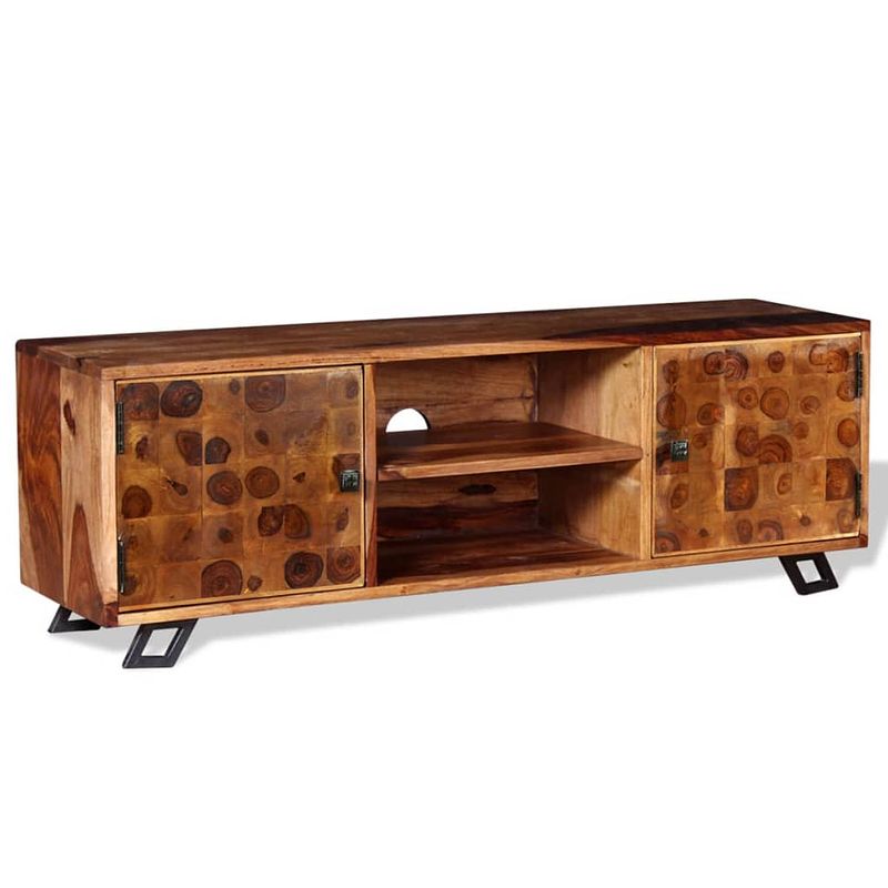 Foto van The living store sheeshamhouten tv-kast - 120x30x40 cm - met 2 kastjes en 2 schappen