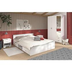 Foto van Zodiac complete slaapkamer: 140x190 bed + kledingkast met 3 deuren en 2 laden + 2 nachtkastjes - decor wit - parisot