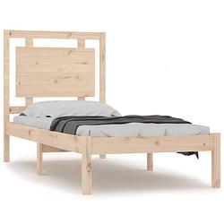 Foto van The living store houten bedframe - massief grenen - multiplex lattenbodem - 205.5 x 95.5 x 31 cm - geschikt voor matras