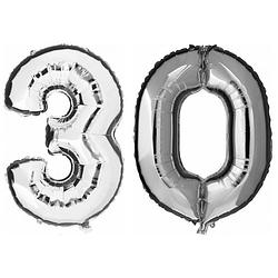 Foto van 30 jaar leeftijd helium/folie ballonnen zilver feestversiering - ballonnen