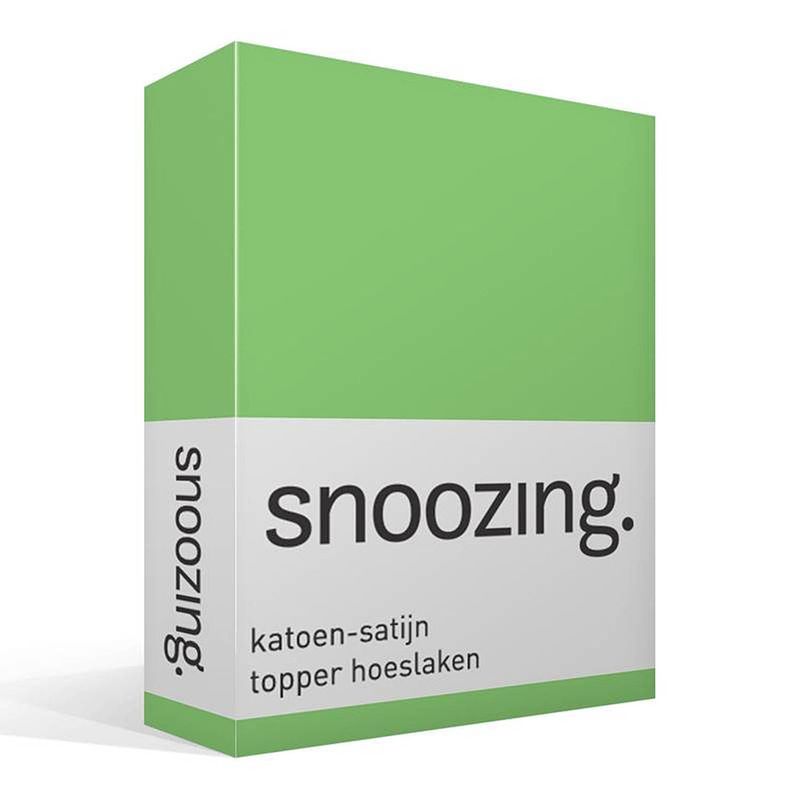 Foto van Snoozing - katoen-satijn - topper - hoeslaken - 70x200 - lime