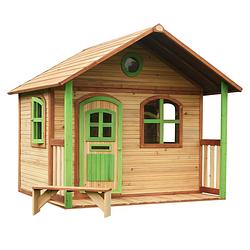 Foto van Axi milan speelhuis van fsc hout speelhuisje voor de tuin / buiten in bruin & groen