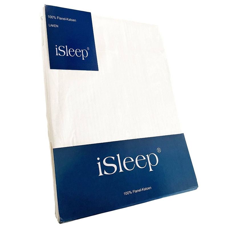 Foto van Isleep laken flanel katoen - wit - 160x270