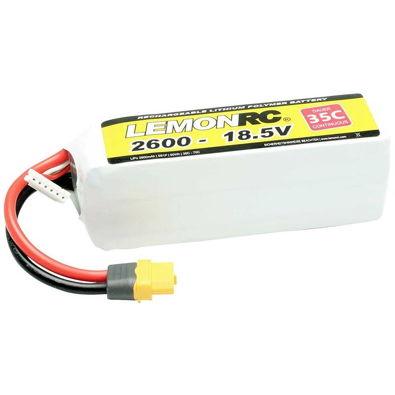 Foto van Lemonrc lipo accupack 18.5 v 2600 mah aantal cellen: 5 35 c softcase xt60