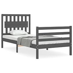 Foto van The living store bedframe - massief grenenhout - 205.5 x 95.5 x 100 cm - grijs