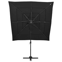 Foto van The living store parasol 4-laags 250x250x246 cm - zwarte polyester en aluminium