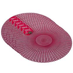 Foto van Set van 6x stuks ronde kunststof dinner placemats rood met diameter 40 cm - placemats