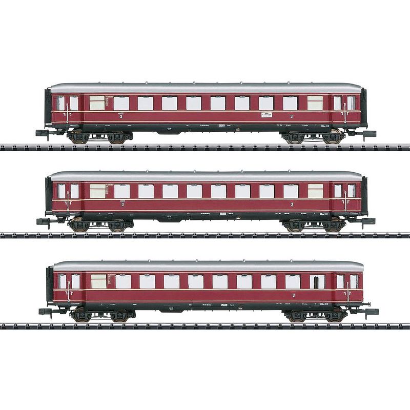 Foto van Minitrix t15405 personenrijtuig set van 3 „de rode bamberger” deel 1 van de db