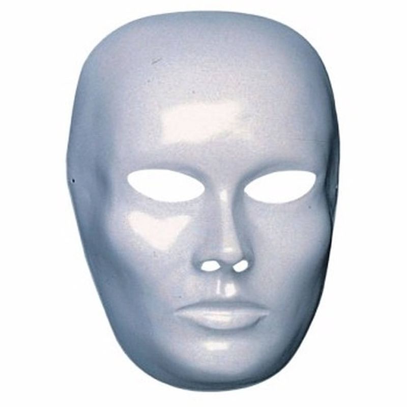 Foto van 3 witte blanco maskers heren gezicht - verkleedmaskers