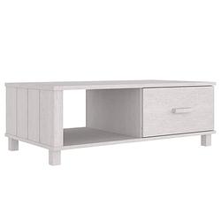 Foto van The living store hamar salontafel - 100x55x35 cm - wit grenenhout - met lade en vak