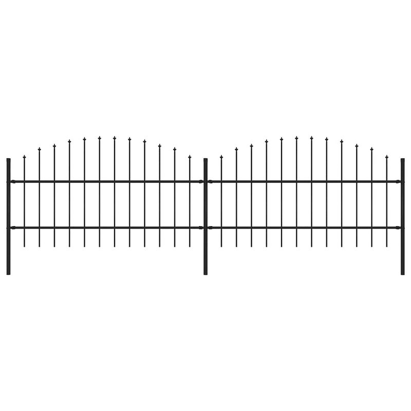 Foto van Vidaxl tuinhek met speren bovenkant (0,75-1)x3,4 m staal zwart