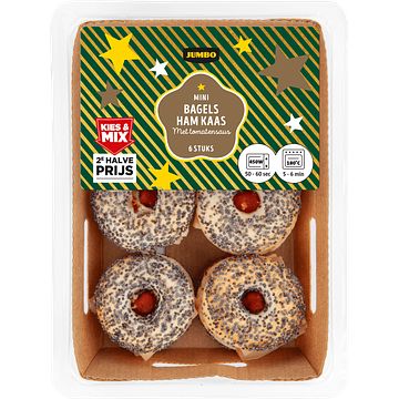 Foto van Jumbo mini bagels ham kaas met tomatensaus 6 stuks