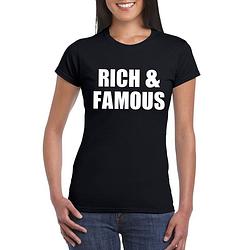 Foto van Rich & famous fun t-shirt zwart voor dames 2xl - feestshirts