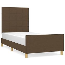 Foto van Vidaxl bedframe met hoofdeinde stof donkerbruin 90x200 cm