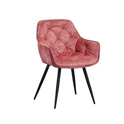 Foto van Set van 2 eetkamerstoelen met armleuning audrey velvet roze