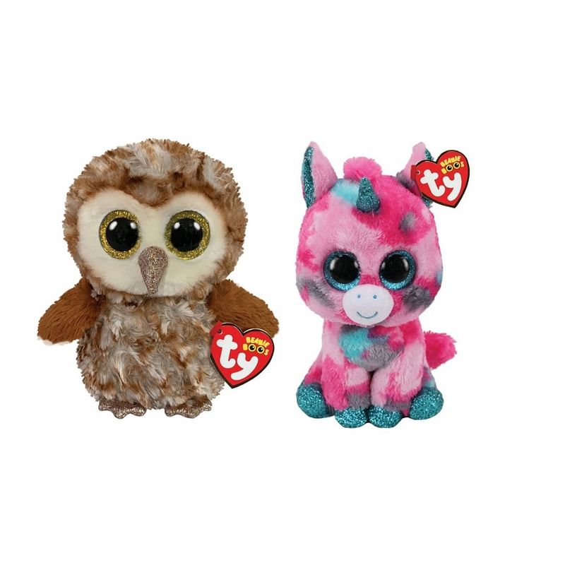 Foto van Ty - knuffel - beanie boo's - gumball unicorn & percy owl