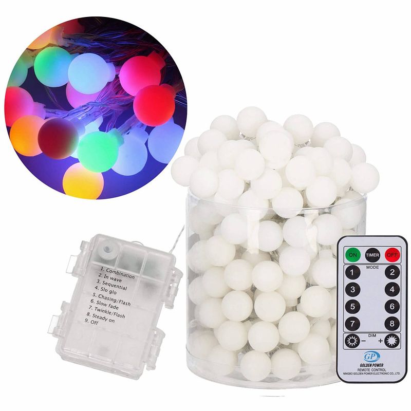 Foto van Kerstverlichting binnen & buiten 7.5 m inclusief snoer batterij 50 led multicolor