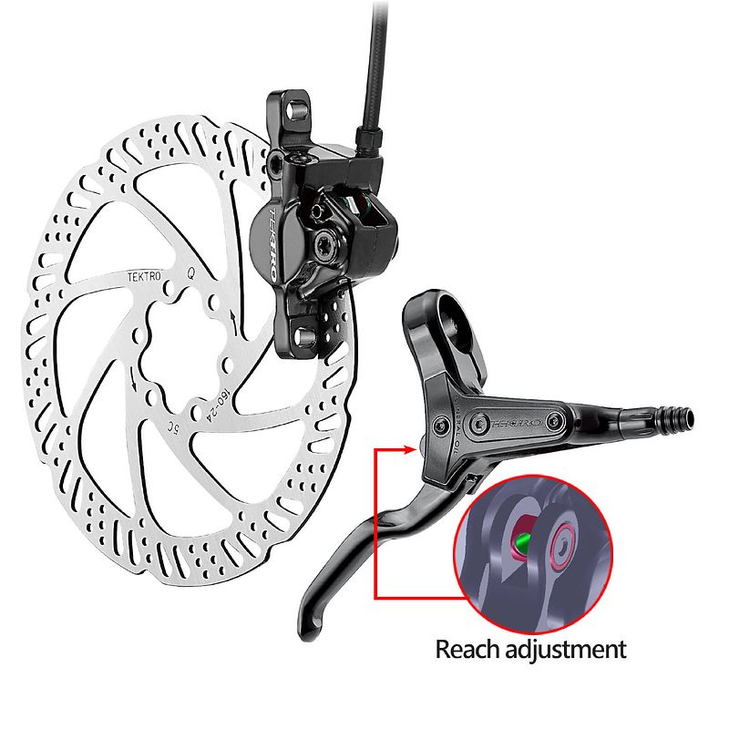 Foto van Tektro hd-m285 hydraulische schijfremset rechts 1800mm zwart