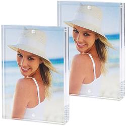 Foto van 2x stuks acryl fotolijst transparant met magnetisch frame geschikt voor een foto van 10 x 15 cm - fotolijsten