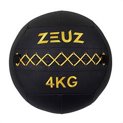Foto van Zeuz® premium wall ball 4kg - geschikt voor crossfit & fitness - pu foam vulling & vinyl - 35 cm diamter - geel