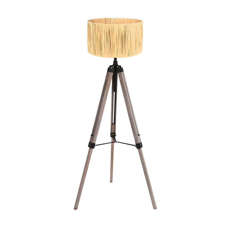 Foto van Mexlite triek vloerlamp - ø 75 cm - e27 (grote fitting) - hout en naturel en zwart