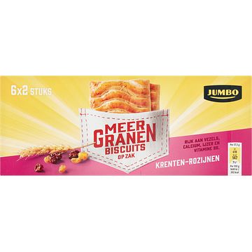 Foto van Jumbo meergranenbiscuits krentenrozijnen 6 x 2 stuks