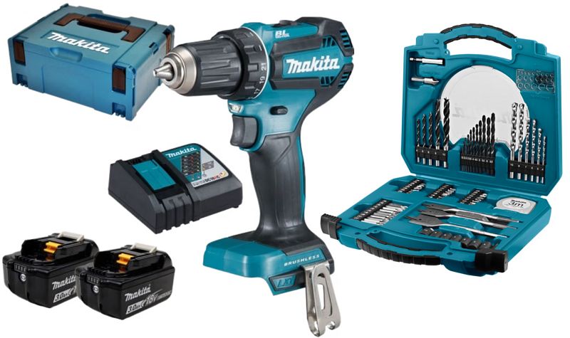 Foto van Makita ddf485rfj + 71-delige bit- en borenset