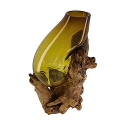 Foto van Dknc - root met glas - 25x25x40cm - bruin