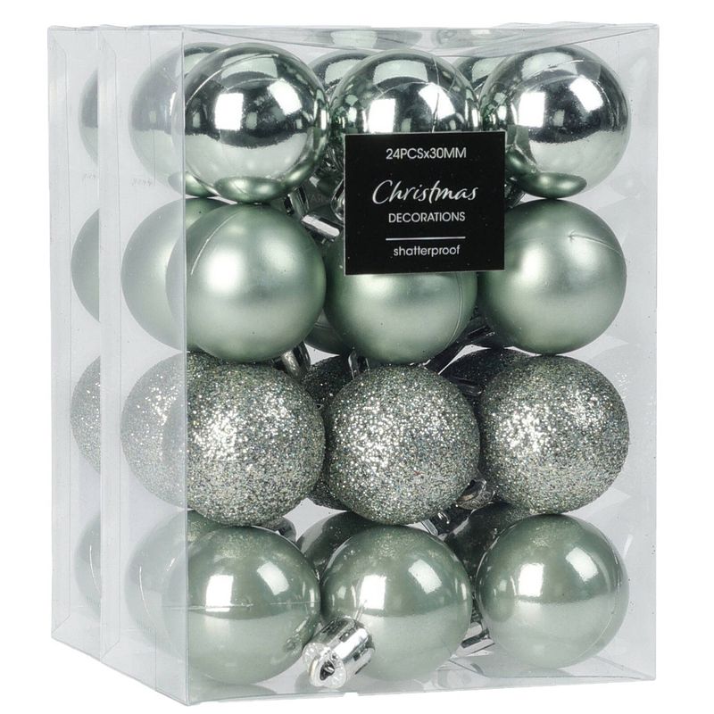 Foto van Christmas decoration kerstballen 32x -mintgroen-5 cm -kunststof - kerstbal